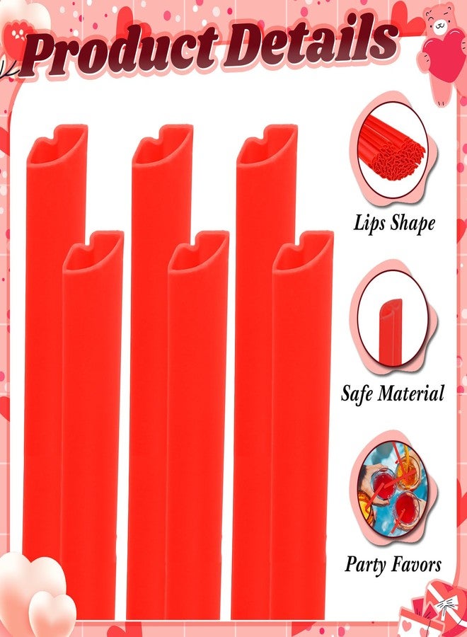 Potchen 150 Pcs Valentine's Day Party Plastic Lips Shaped Straws Disposable Small Mouth Drinking Straw Bulk for Galentine's Day Cocktail Bridal Shower Wedding Party Supplies (Red) - Image 3